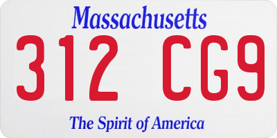 MA license plate 312CG9