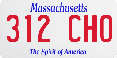 MA license plate 312CH0