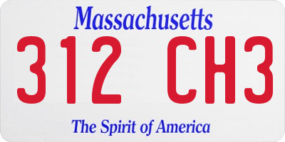 MA license plate 312CH3