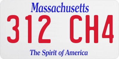 MA license plate 312CH4
