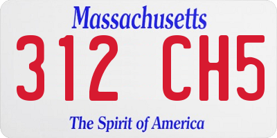 MA license plate 312CH5
