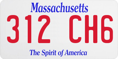 MA license plate 312CH6