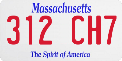 MA license plate 312CH7
