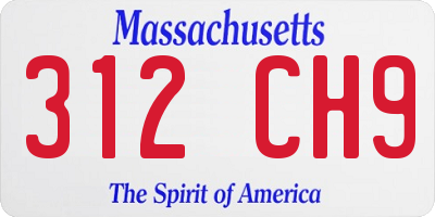 MA license plate 312CH9