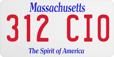 MA license plate 312CI0