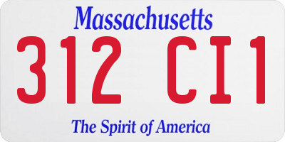 MA license plate 312CI1