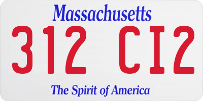 MA license plate 312CI2