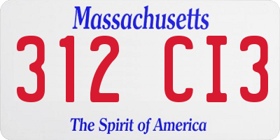 MA license plate 312CI3