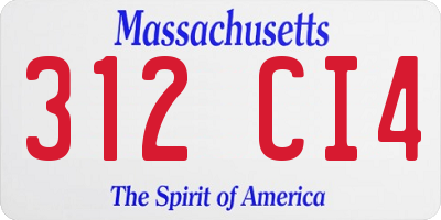 MA license plate 312CI4