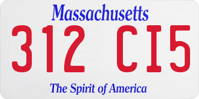 MA license plate 312CI5