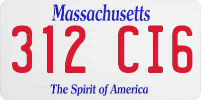 MA license plate 312CI6