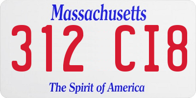 MA license plate 312CI8
