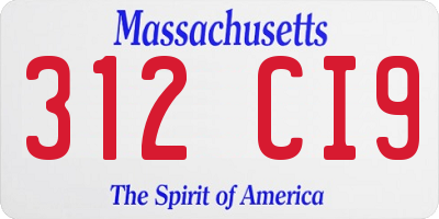 MA license plate 312CI9