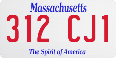 MA license plate 312CJ1
