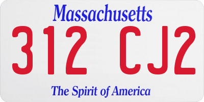 MA license plate 312CJ2