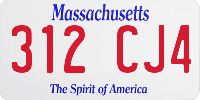 MA license plate 312CJ4