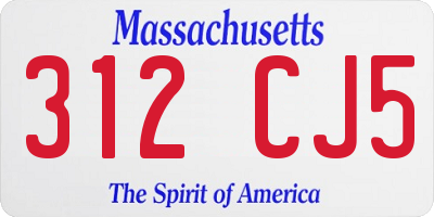 MA license plate 312CJ5