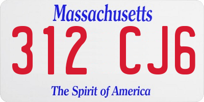 MA license plate 312CJ6
