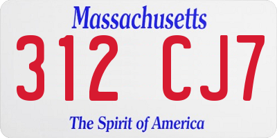 MA license plate 312CJ7