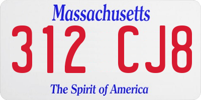 MA license plate 312CJ8