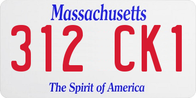 MA license plate 312CK1