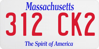 MA license plate 312CK2