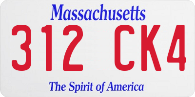 MA license plate 312CK4