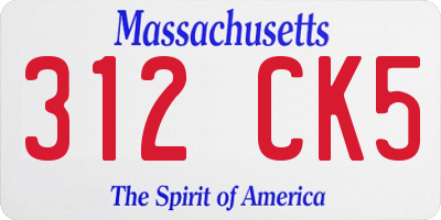 MA license plate 312CK5