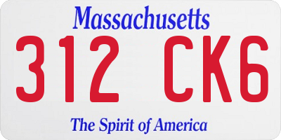 MA license plate 312CK6