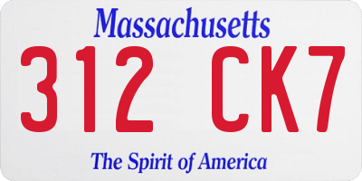 MA license plate 312CK7
