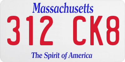 MA license plate 312CK8