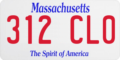 MA license plate 312CL0