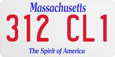 MA license plate 312CL1