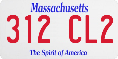 MA license plate 312CL2