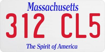 MA license plate 312CL5