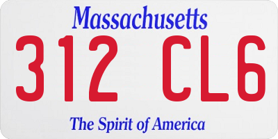 MA license plate 312CL6