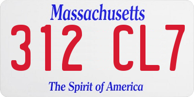 MA license plate 312CL7
