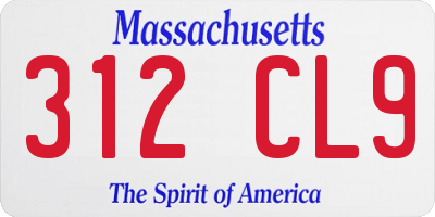 MA license plate 312CL9