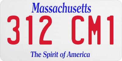 MA license plate 312CM1