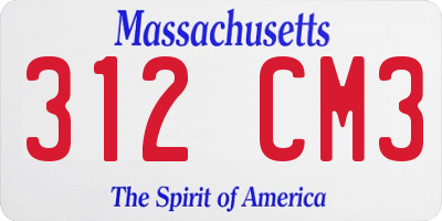 MA license plate 312CM3
