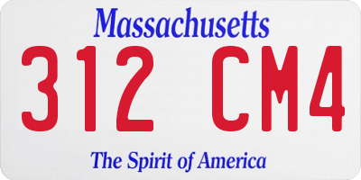 MA license plate 312CM4