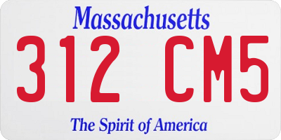 MA license plate 312CM5