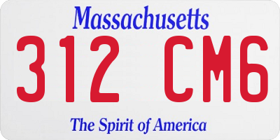 MA license plate 312CM6