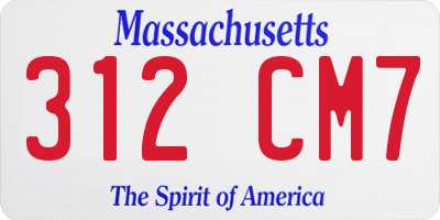 MA license plate 312CM7