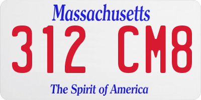 MA license plate 312CM8