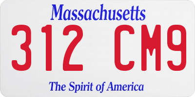 MA license plate 312CM9