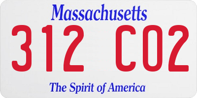MA license plate 312CO2
