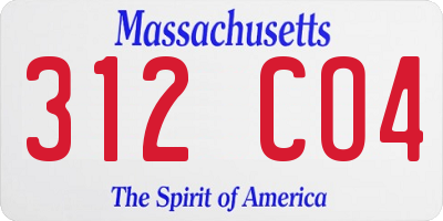 MA license plate 312CO4
