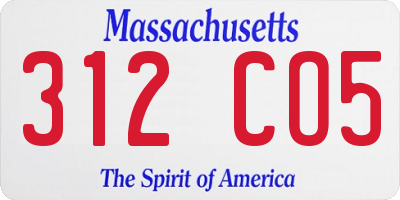 MA license plate 312CO5