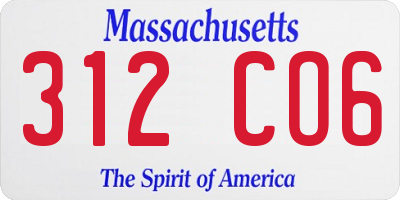 MA license plate 312CO6